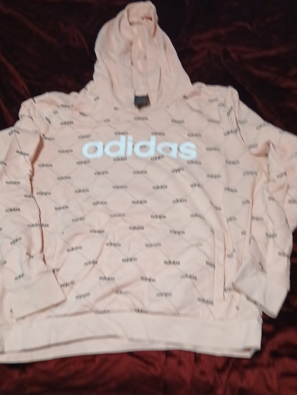 adidas Pale Pink Logo Pullover Hoodie